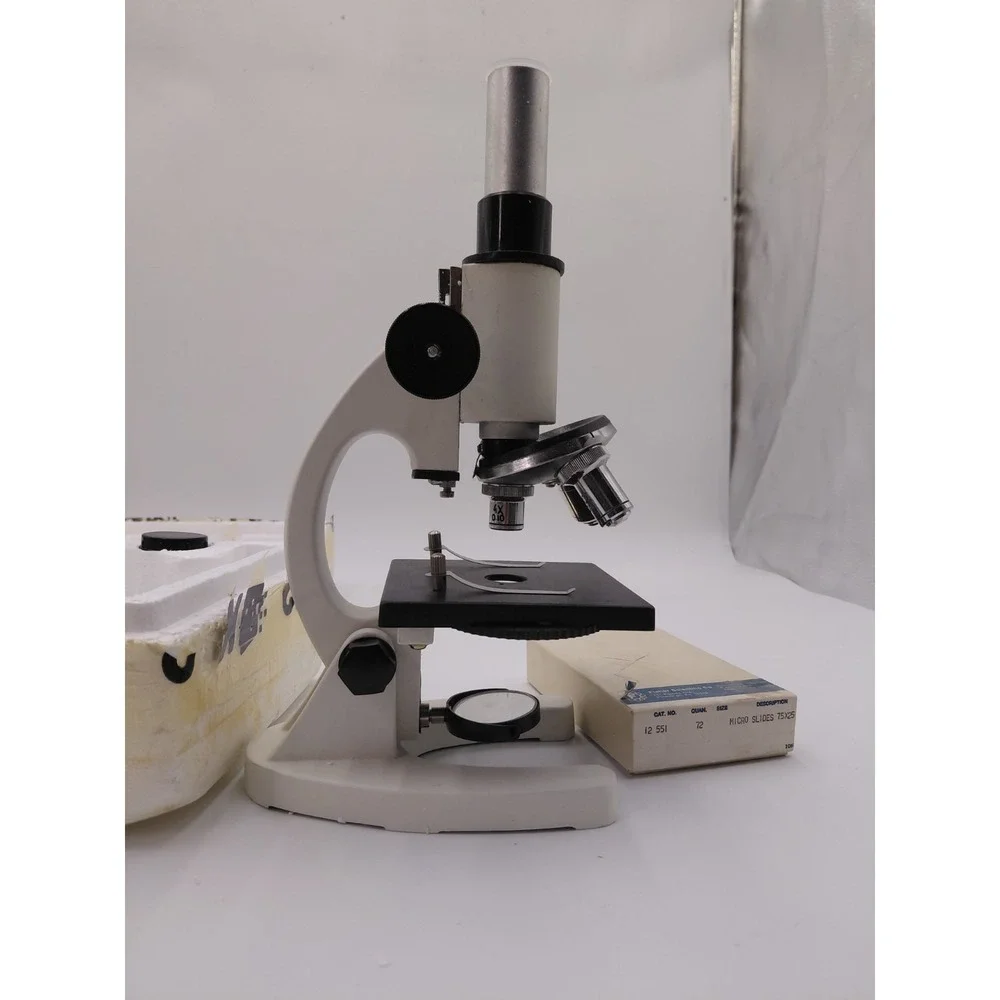 Biological Compound Microscope School Lab K12 Working Extra Slides Box 03068